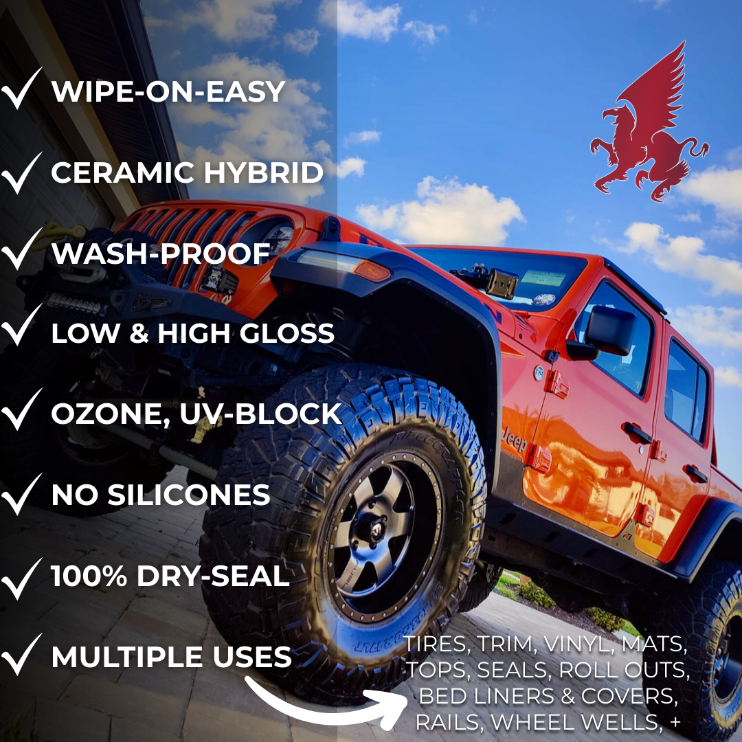 2-Pack Ceramic-Hybrid Protectant Kit | BLAK & SATN 100ml | 4-12 Months Tire, 1-2 Years Trim & Vinyl Protection | Safe for Cars, Golf Carts, RVs, Motorcycle-Safe