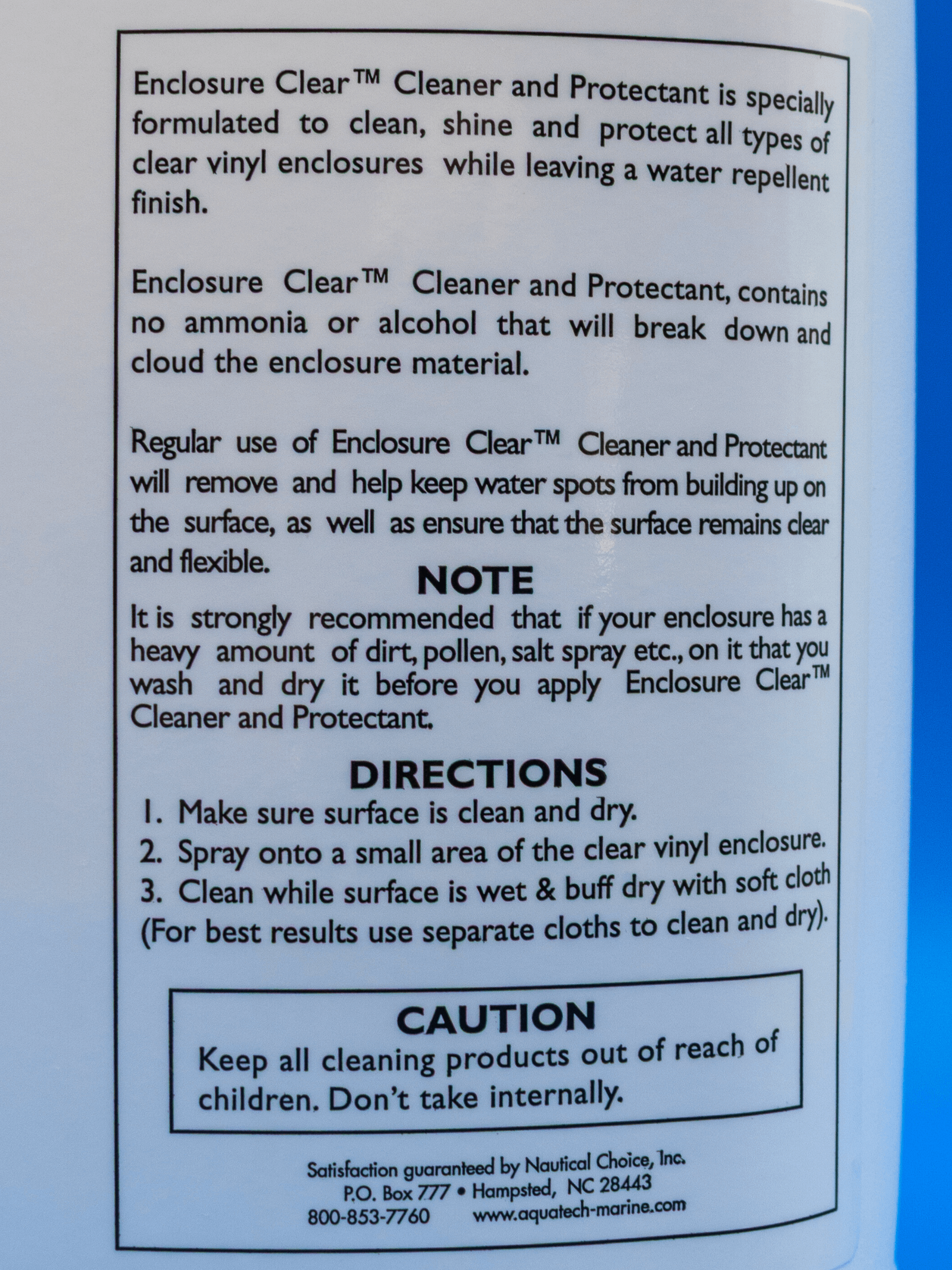 Enclosure Clear Cleaner & Protectant for Marine Vinyl